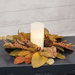 Whispering Fall Leaves Candle Ring - 4.5"