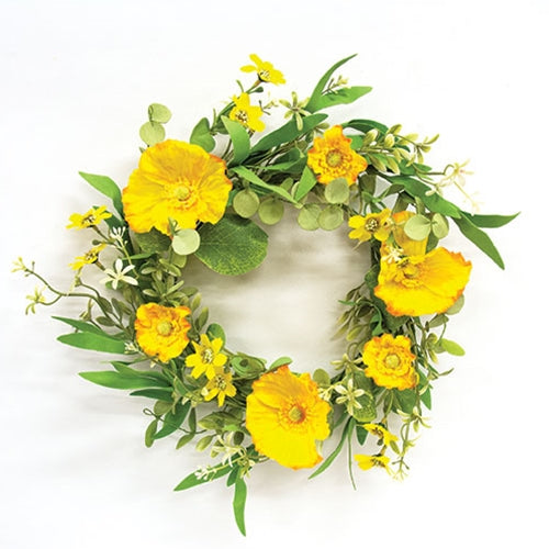 Yellow Poppy & Wildflower Candle Ring - 6.5"