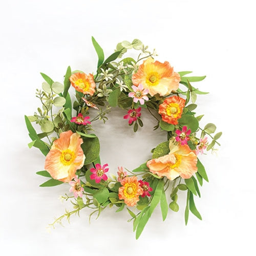 Peach Poppy & Wildflower Candle Ring - 6.5"