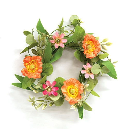 Peach Poppy & Wildflower Candle Ring - 3.5"