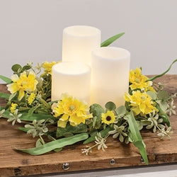 Sunny Chrysanthemum & Daisy Candle Ring - 6.5"