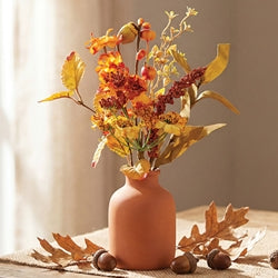 Autumn Heather & Leaves Pick - 13"