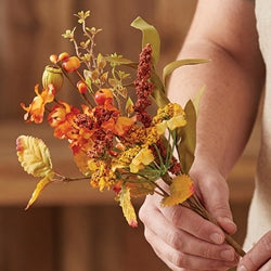 Autumn Heather & Leaves Pick - 13"