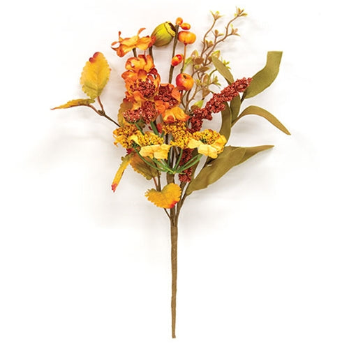 Autumn Heather & Leaves Pick - 13"