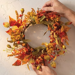 Autumn Heather & Leaves Candle Ring - 6.5"