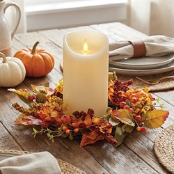 Autumn Heather & Leaves Candle Ring - 4.5"