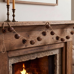 Pine Cone & Rusty Jingle Bell Garland - 5 Ft.