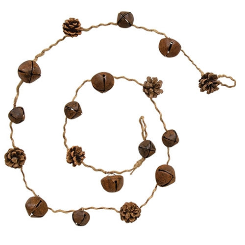 Pine Cone & Rusty Jingle Bell Garland - 5 Ft.