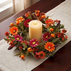 Harvest Blooms & Berries Candle Ring - 6.5"