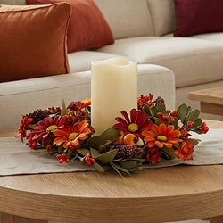 Harvest Blooms & Berries Candle Ring - 4.5"
