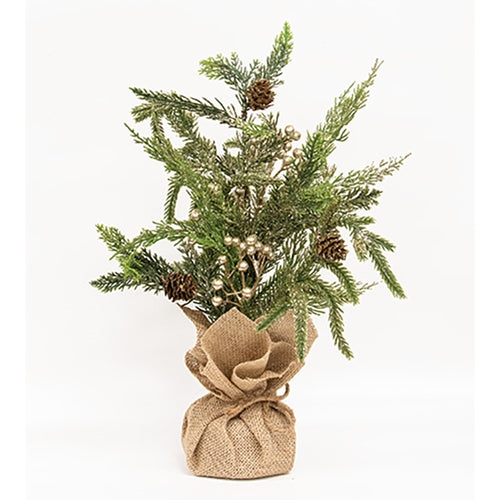 Soft Touch Champagne Celebration Tree With Burlap Base - 16"