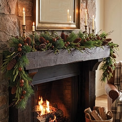 Heritage Mixed Pine & Rusty Bell Garland - 5 Ft.