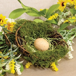 Mossy Twig Bird Nest w/Speckled Cream Egg - 3.5"