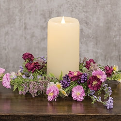 Blushing Spring Blossoms & Eucalyptus Candle Ring - 3.5"