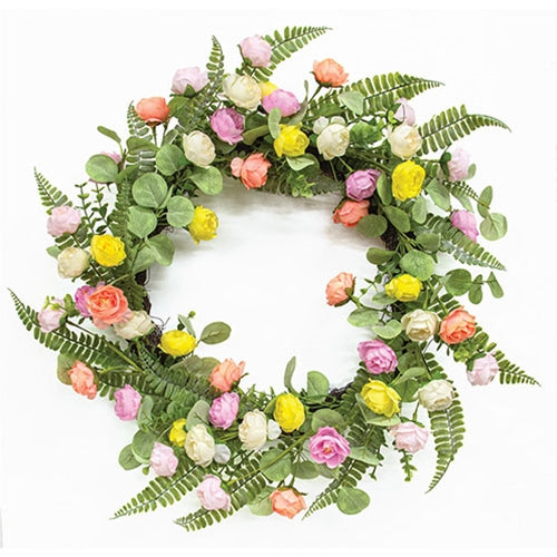 Springwild Rose Wreath - 22"