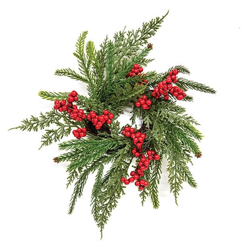 Soft Touch Mixed Pine and Berries Candle Ring - 2.5"