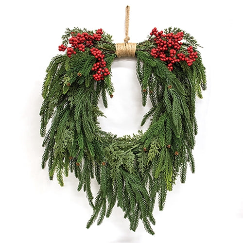 Soft Touch Mixed Pine and Berries Wreath - 24"