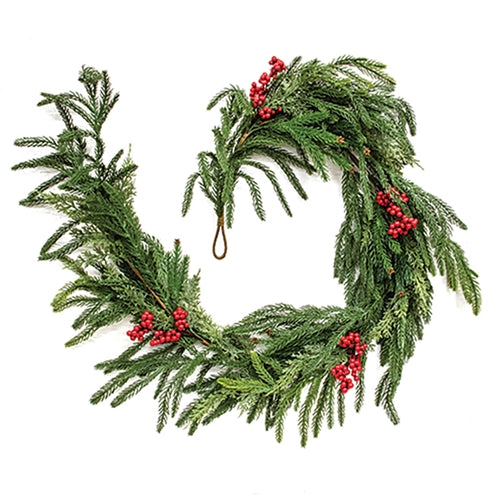 Soft Touch Mixed Pine and Berries Garland - 5 Ft.