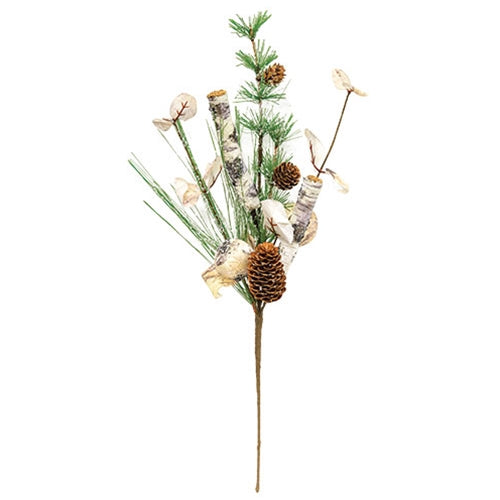 *Sm Pine w/Bark and Leaf Spray