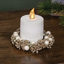 Pearl & Champagne Sparkle Candle Ring - 3"
