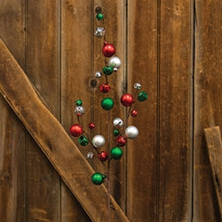 Red Green & Silver Jingle Bell Spray - 24"