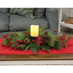 Jingle Berry Mixed Pine Centerpiece Pillar Holder