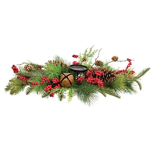 Jingle Berry Mixed Pine Centerpiece Pillar Holder