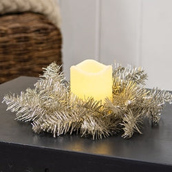 Glistening Platinum Pine Candle Ring - 3.5"