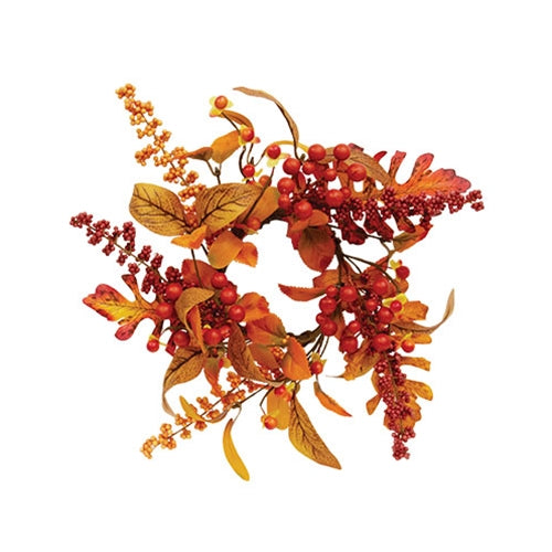 Bittersweet Berries & Fall Leaves Candle Ring - 3.5"