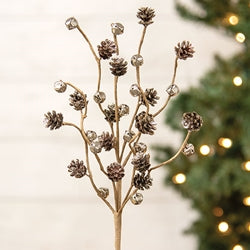 Icy Pinecone & Sleigh Bells Pick - 15"