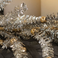 Platinum Bristle Pine & Golden Ball Garland 5 Ft.