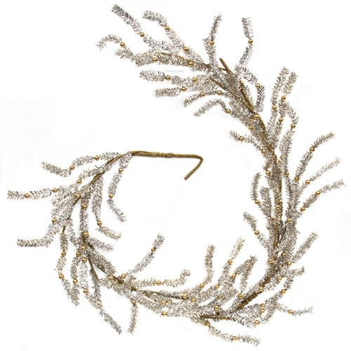 Platinum Bristle Pine & Golden Ball Garland 5 Ft.