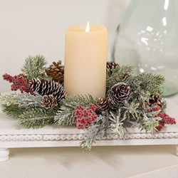 Frosted Woodland Celebration Candle Ring - 4.5"