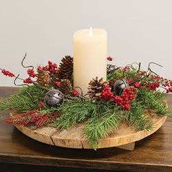 Joyful Mixed Pine & Pepperberry Candle Ring - 4.5"