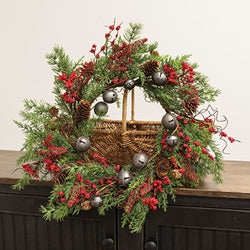 Joyful Mixed Pine & Pepperberry Wreath - 22"