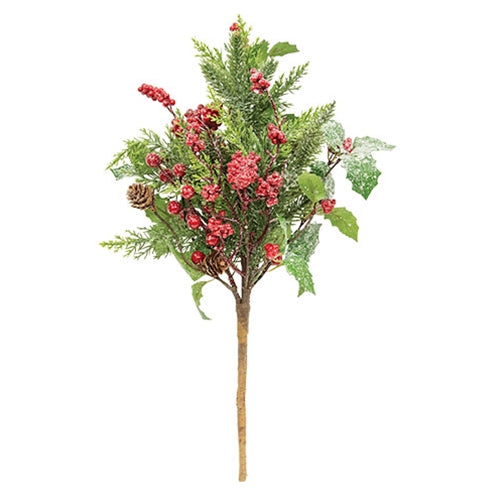 Shimmering Holly Pine & Berries Bush - 17"
