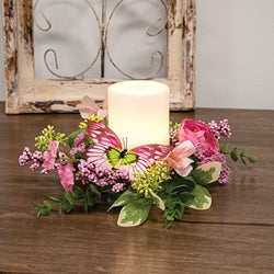 Blushing Butterfly Garden Candle Ring - 3"