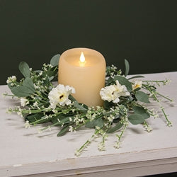 Cream Blossoms & Lace Candle Ring - 4.5"
