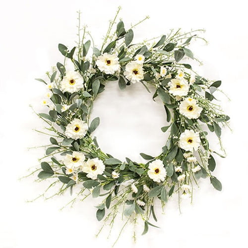 Cream Blossoms & Lace Wreath - 18"