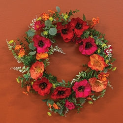 Sunset Poppy & Blooms Wreath - 24"