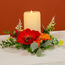 Sunset Poppy & Blooms Candle Ring - 3.5"