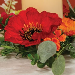 Sunset Poppy & Blooms Candle Ring - 3.5"
