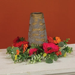 Sunset Poppy & Blooms Candle Ring - 6.5"