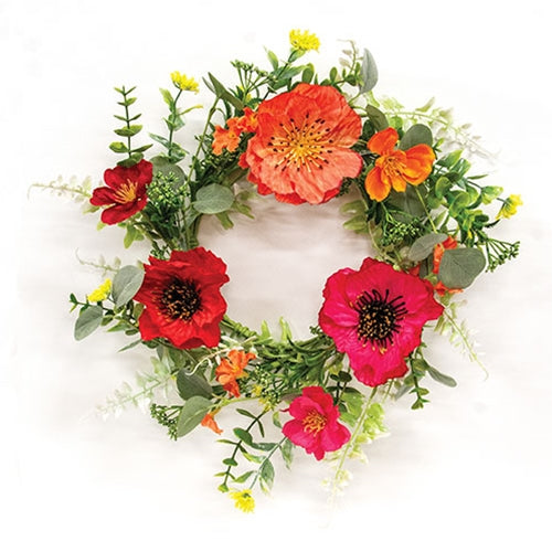 Sunset Poppy & Blooms Candle Ring - 6.5"