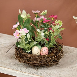 New Growth Blooms & Eggs Nest - 6"