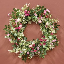 New Growth Blooms & Eggs Wreath - 18"