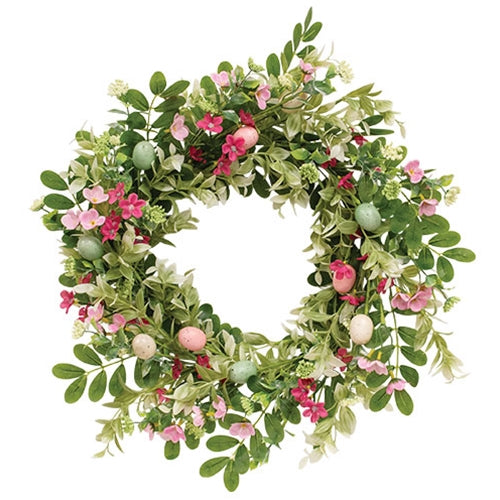 New Growth Blooms & Eggs Wreath - 18"
