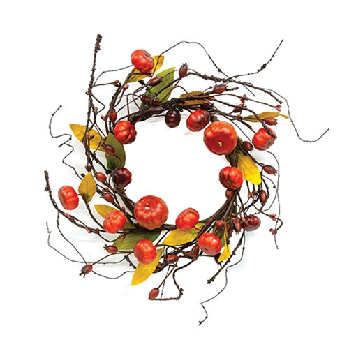 Primitive Pumpkin & Bittersweet Candle Ring - 6.5"