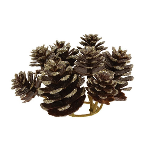 Champagne Frosted Pinecones Candle Ring - 1"