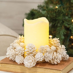 Yuletide Frosted Pinecones Candle Ring - 3"